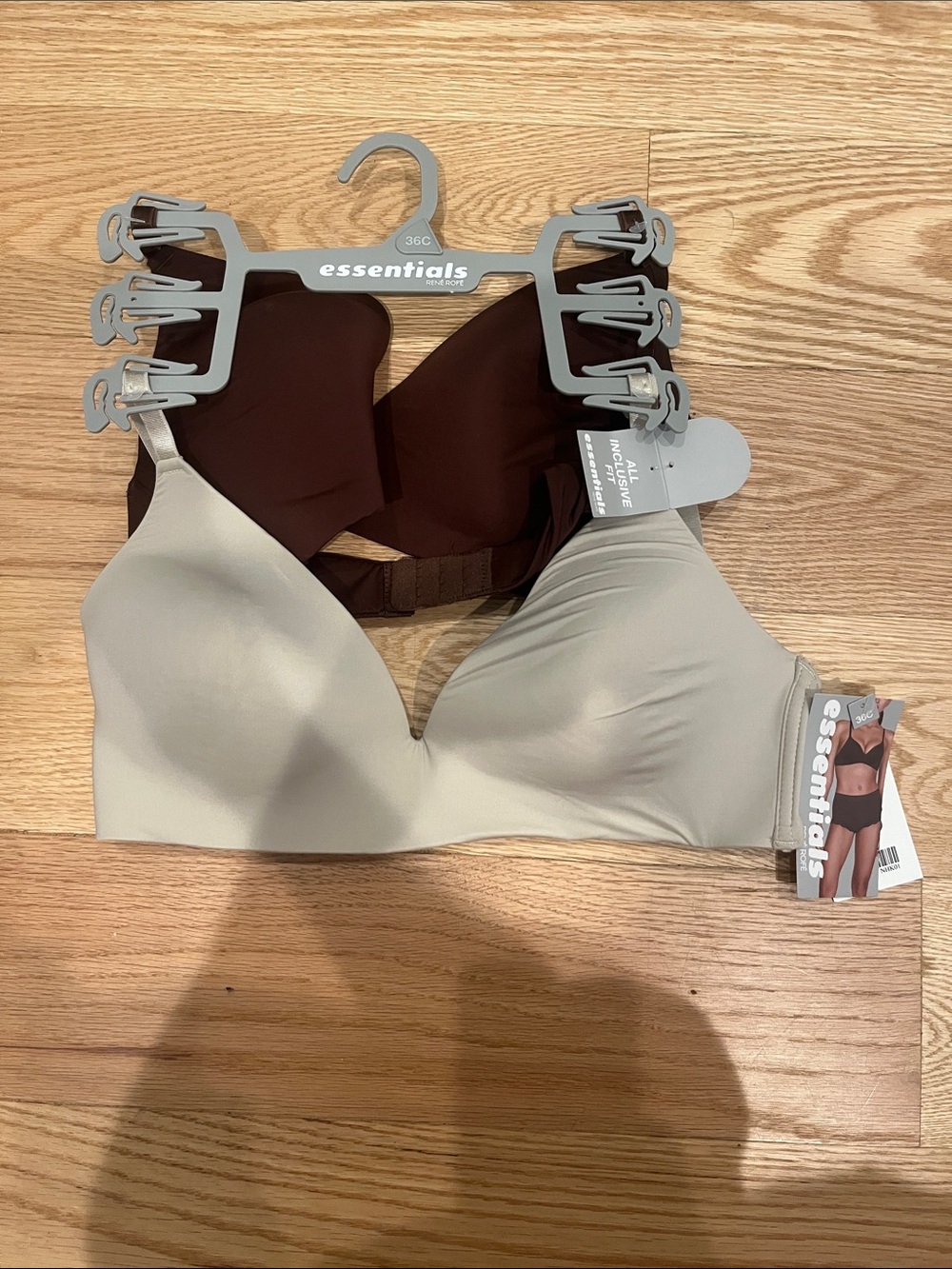 Essentials Wireless Smooth Bra - Cream and Dark Brown
